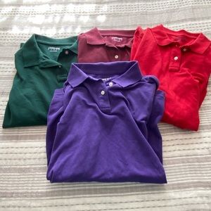 Set of 4 Lands End long sleeve polo shirts size S